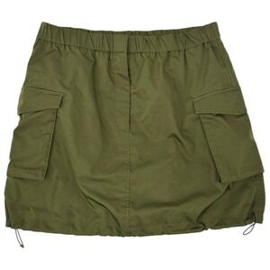 Aritzia Babaton Cargo Mini Skirt 6 Olive Utility Zip Pockets Cinch Hem